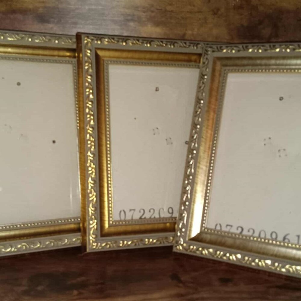 Set of 3 Brushed Gold Photo Frames hold 5x7 Photo